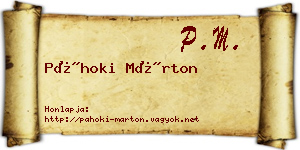 Páhoki Márton névjegykártya