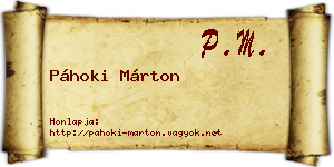 Páhoki Márton névjegykártya