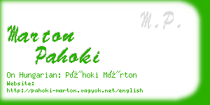 marton pahoki business card